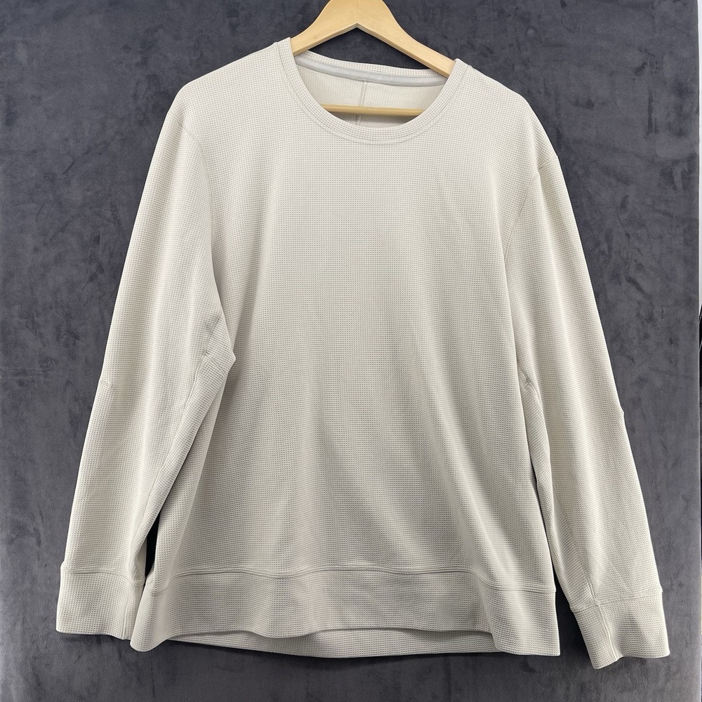lululemon Men's Long Sleeve Waffle Knit Shirt XL Cream Textured